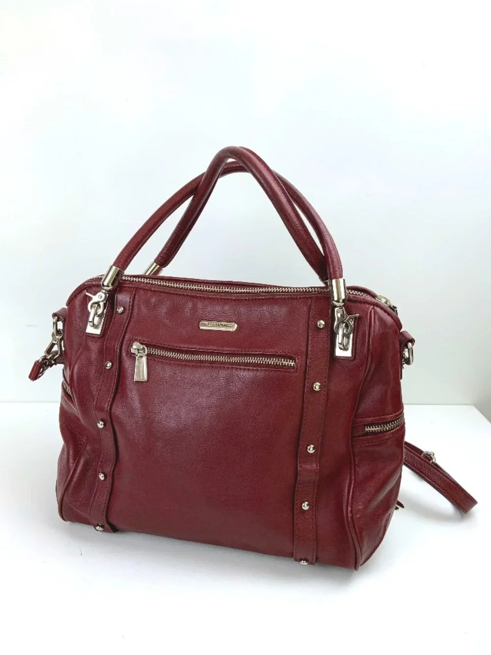 Rebecca Minkoff Burgundy Leather Cupid Satchel Bag Purse Crossbody